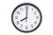 Wall clock shows time 8 o`clock on white isolated background. Round wall clock - front view. Twenty o`clock