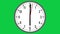 Wall clock time lapse 12 hours loop on green screen. Seamless looping animation.