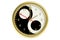 Wall clock with yin yang symbol