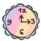 Wall clocks, icon, children`s drawing style.