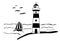Wall decal lighthouse shine light sea maritime boat ship sailboat