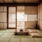 wall design on empty Living room japanese deisgn with japan wooden floor ing