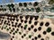 Wall of an Earthship Home in New Mexico