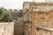 The wall  encircling the Temple Mount near the closed Golden Gate - Gate of Mercy on the Temple Mount in the Old Town of Jerusalem