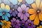 a wall of flowers painted in spry, sunlight on top, ai generated image