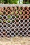 Wall of fragments of a clay pipe wall-mounted closeup texture background