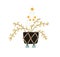 Wall houseplant in pot with strings. Trendy green hanging house plant in flowerpot for home interior decoration. Flat