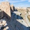 Wall of Kerak castle and houses of Al-Karak town