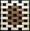 Wall made of small wooden bricks.  Brown and natural wooden blocks resembling wall of bricks on black background.