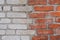 wall made of white and red bricks