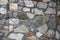 Wall of masonry stones of various colors close-up