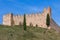 Wall of a medieval castle Castello di Padenghe on the hill. City Padenghe, near Lake Garda, Italy