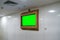 Wall mounted tv digital advertisement display, green mockup