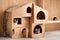 Wall-mounted wooden two cat house Generated Ai
