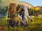 Wall Mural, Wild West, Horse Rider Attack Fire