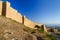 Wall of Naryn-Kala fortress and view of Derbent city.