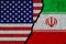 Wall painted united states and iran flags