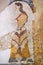 Wall painting of the House of the Ladies depicting a woman from Akrotiri Minoan Settlement, Greece
