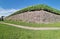 The wall of the Panzerlaks Bastion, built in the 16th century, in the city of Vyborg on a clear summer day