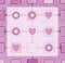 Wall with a pattern of hearts and circles arranged in a symmetrical square shape