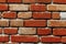 Wall piled of red old brick