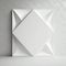 Wall poster mockup bold white rhombus with intricate angles fashioned from obsidian AI generation