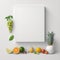 Wall poster mockup fruits and vegetables AI generation