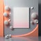 Wall poster mockup glowing moons and silver fog, pink ribbons and orange stones AI generation