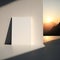 Wall poster mockup sun setting behind a mountain range AI generation