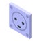 Wall power socket icon, isometric style