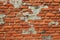 Wall of red bricks destroyed background