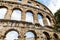 Wall of roman amphitheatre arena in pula croatia