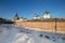 Wall of the Rostov Kremlin in Rostov Great town, Russia