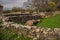 Wall ruins of orthodox monastery yard