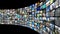 Wall of screens, streaming media concept - 3D 4k animation