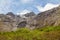 A wall of small waterfalls from sheer cliffs on the way to Fiordland. New Zealand