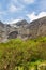 A wall of small waterfalls from sheer cliffs on the way to Fiordland. South Island, New Zealand