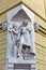 Wall statue of Saint Nicholas Cathedral of in Presov, Slovakia.