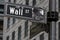 Wall Street and Broadway sign near Stock Exchange, New York