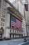 Wall street New York Stock Exchange with American flag