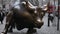 Wall Street`s Charging Bull Statue Faces Down the Camera