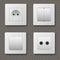 Wall switch. Power electrical socket electricity turn of and on plug vector realistic pictures. Electrical plug electric