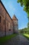 The wall and the tower of the teutonic castle in BytÃ³w, build in XIV and XV century