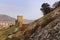The wall and towers of Genoese fortress in Crimea peninsula