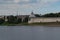 Wall and Varlaam  tower in Pskov Krom Kremlin, Russia