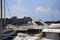 The walled city of Rhodes from Mandraki Harbour on the island of Rhodes