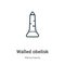 Walled obelisk outline vector icon. Thin line black walled obelisk icon, flat vector simple element illustration from editable