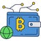 Wallet bitcoin digital crypto money icon vector