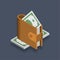 Wallet cash - Isometric 3D illustration.