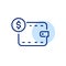 Wallet with a dollar coin. Earnings, savings, investment and financial activity. Pixel perfect icon